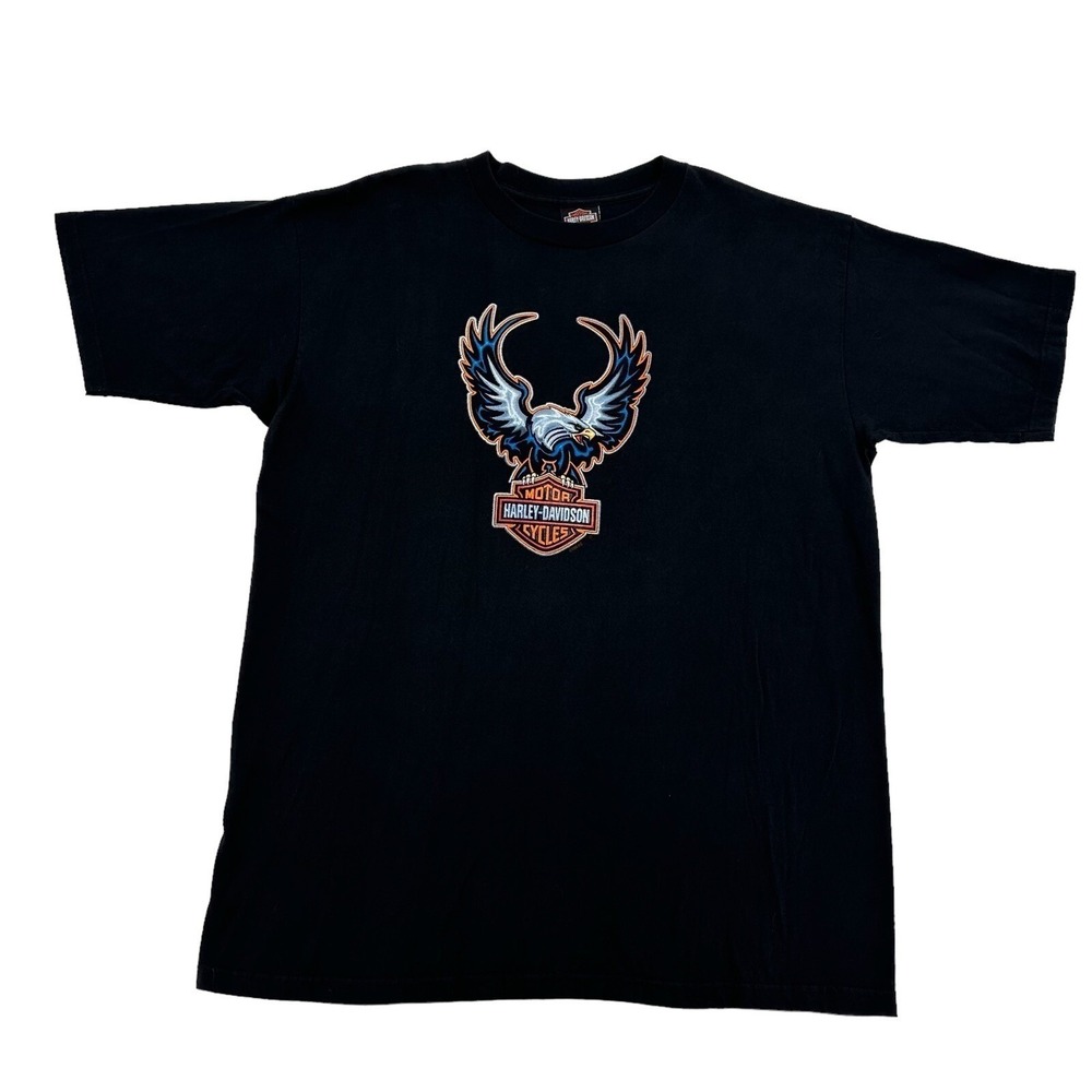 Vintage 1999 Harley-Davidson Eagle T-Shirt Black Holoubek Made in USA Mens XL